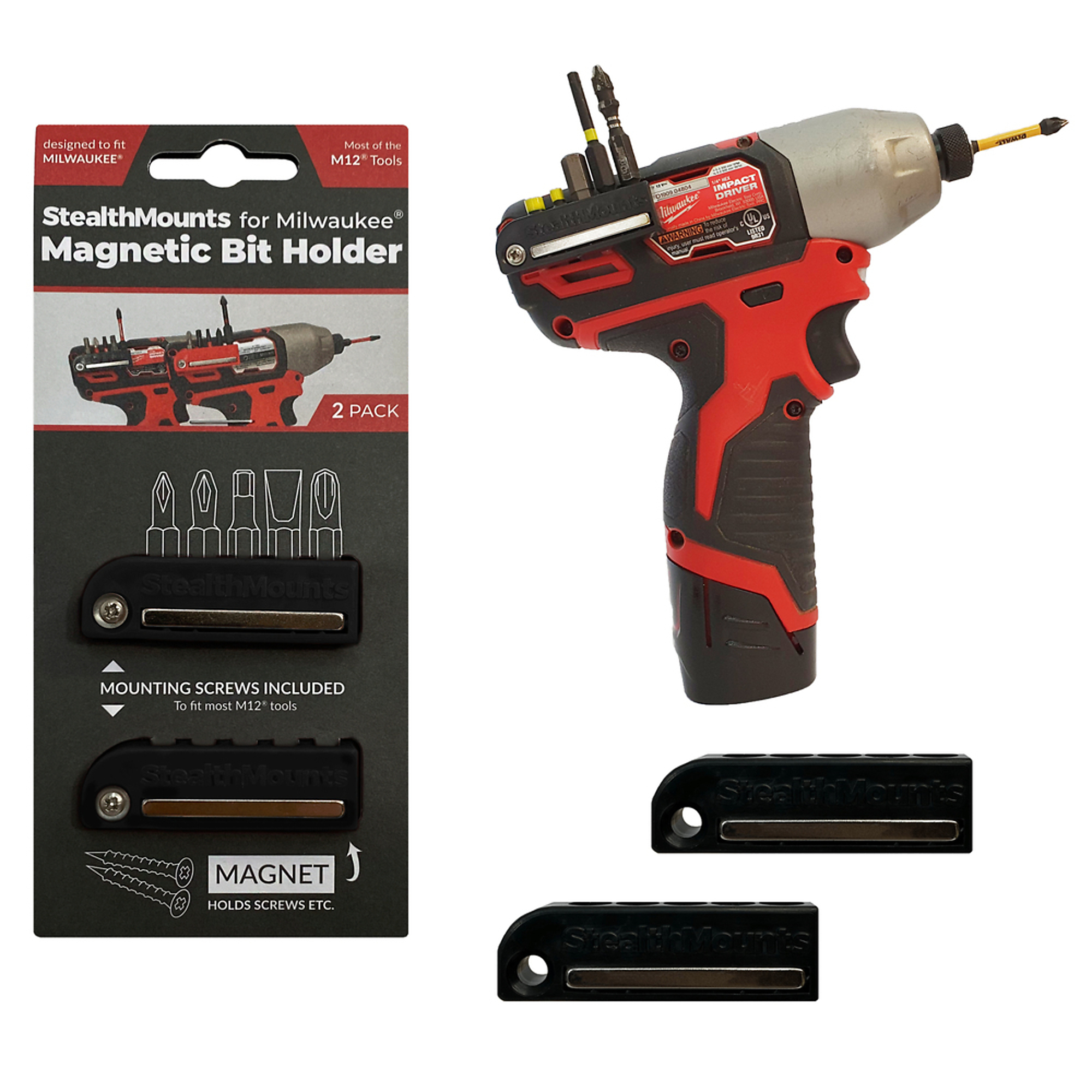 Bit Holder compatible with Milwaukee M12 (2 Pack)